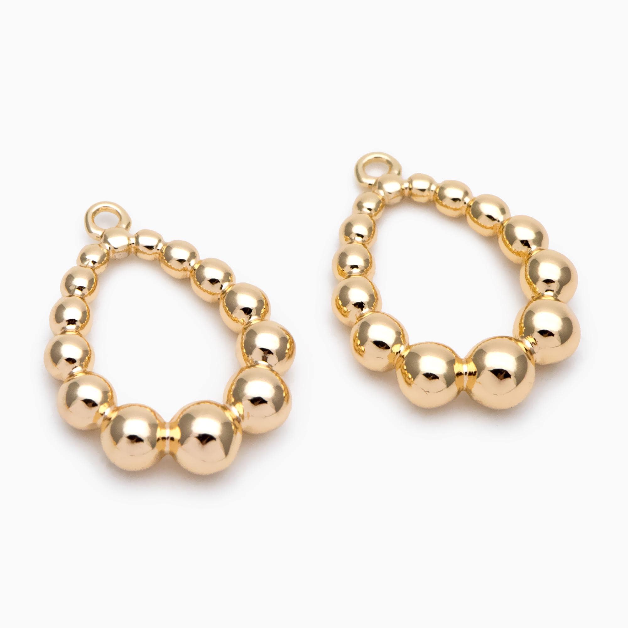 10pcs Gold Beaded Teardrop Charms 20x14mm, 18K Gold plated Brass, Water Drop Charm Pendants (GB-2988)